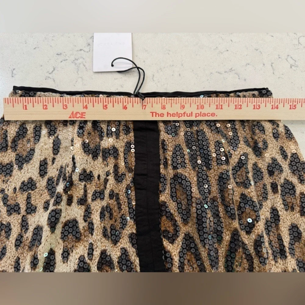 Grey Lab Skirt Brown Black cheetah print sequins Women’s Size M NWT